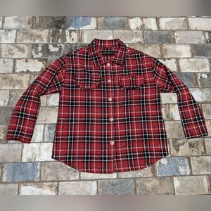 SpoonJeans Tweed Shacket Shirt Womens XL Red Black Plaid Pearl Button Western